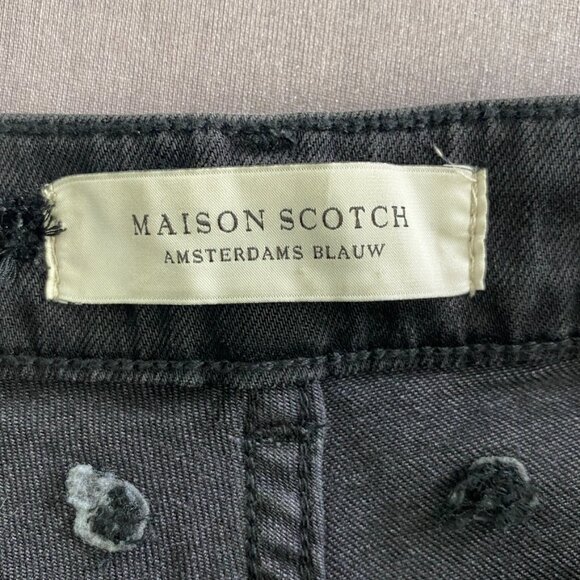 Scotch & Soda Swiss Dots Jeans Slim Fit Boyfriend Off Black Size 25 - Picture 8 of 9